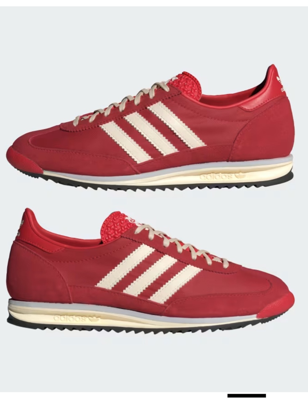 adidas SL72 OG Women's Red with Cream Stripe Sneakers - Picture 5 of 9